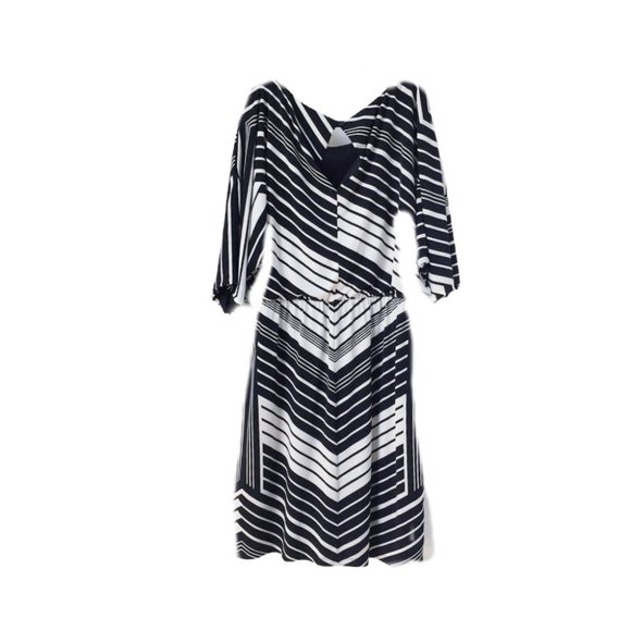 DONATE Jessica Simpson B/W Stripe Short Sleeve Dress L - Picture 2 of 2